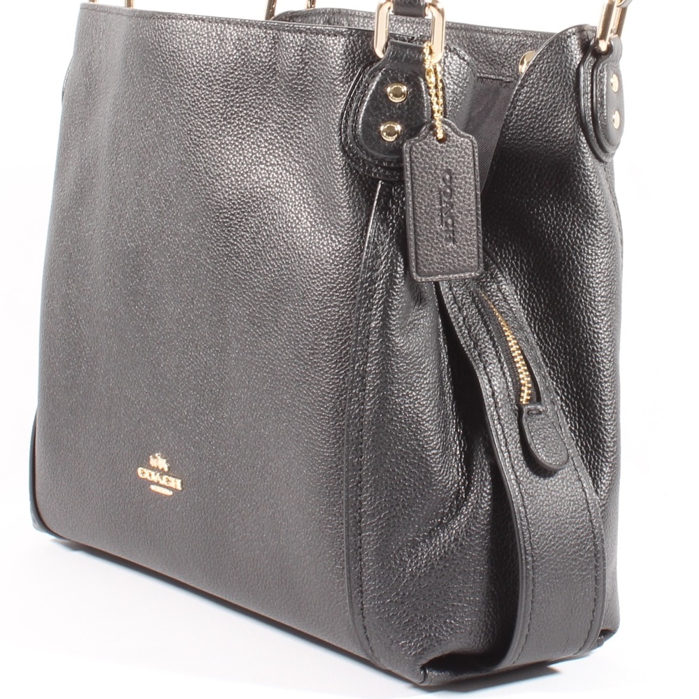 Coach Edie Shoulder Bag Purse BLK Leather NEW - Picture 2 of 11